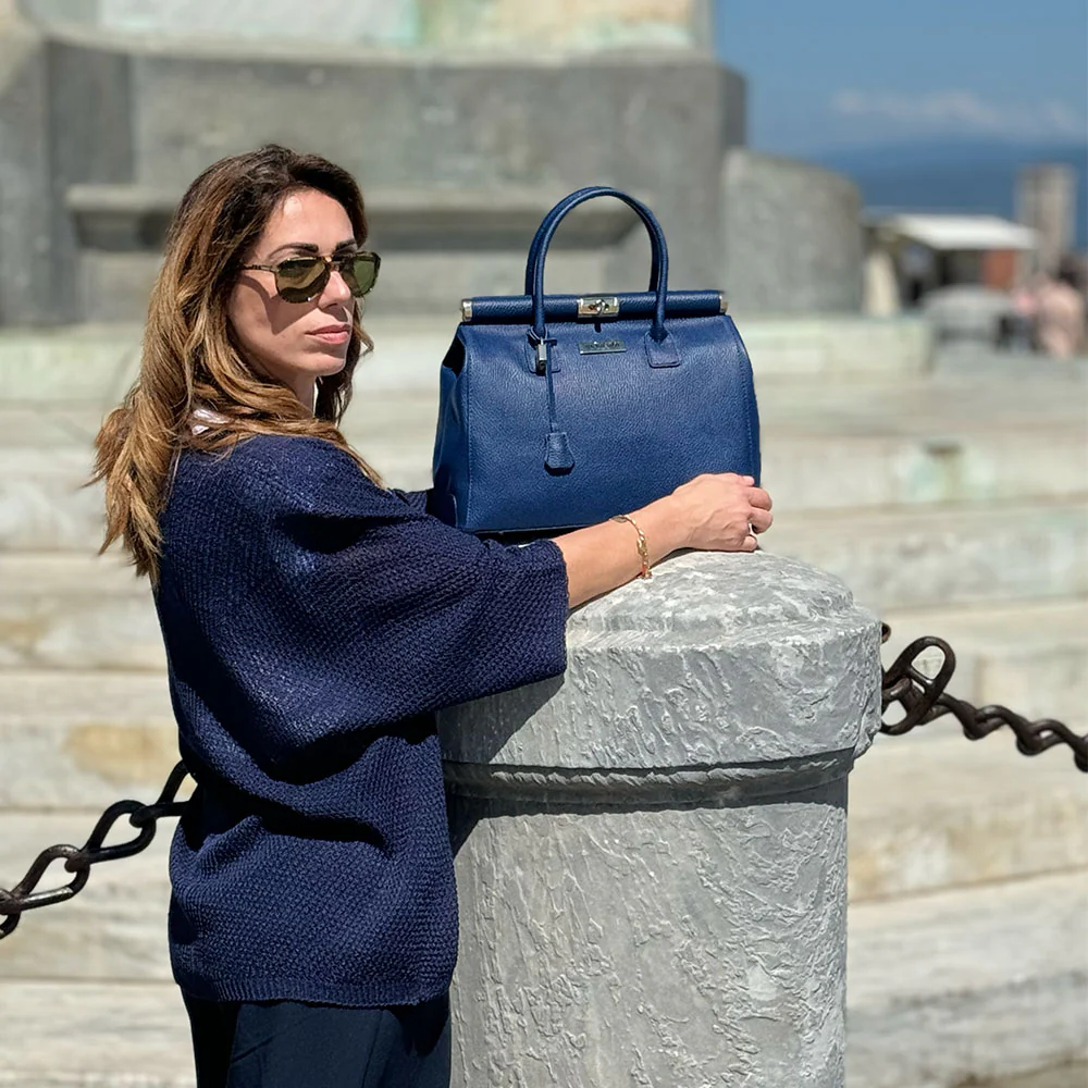 Borsa a Mano con Tracolla VIAVERDI in Pelle Bianca Made in Italy Linea Barga - Image 8