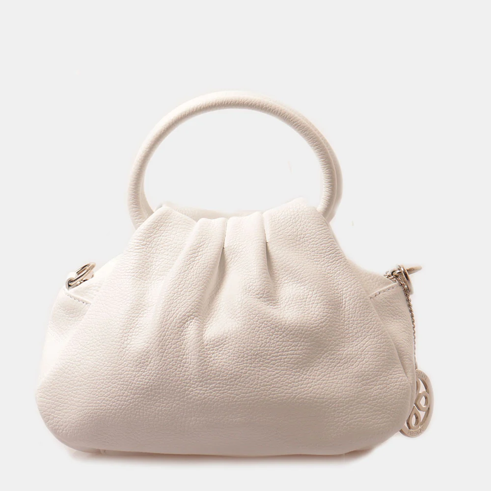 Borsa a Mano con Tracolla VIAVERDI in Pelle Bianca Made in Italy linea Certaldo