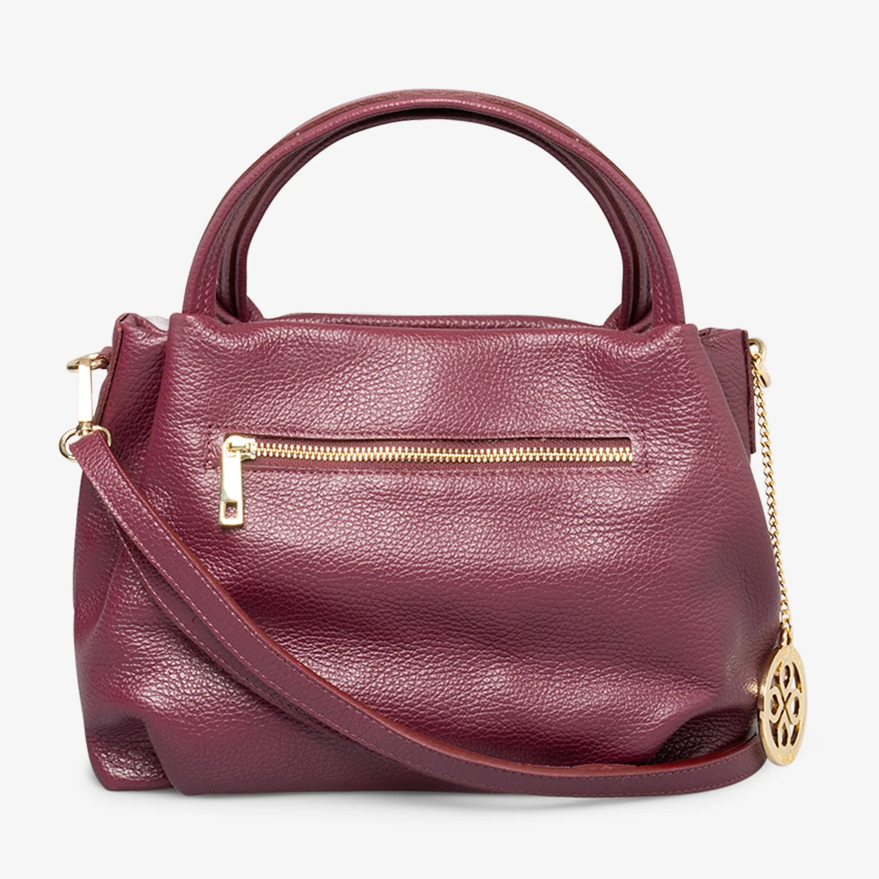 Borsa a Mano con Tracolla VIAVERDI in Pelle Bordeaux Made in Italy linea Castiglione - Image 4