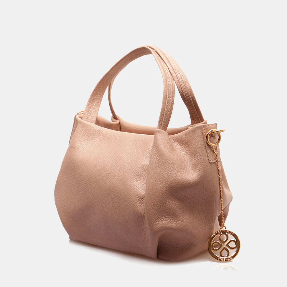 Borsa a Mano con Tracolla VIAVERDI in Pelle Cipria Made in Italy linea Castiglione - Image 3