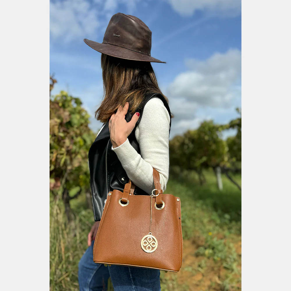 Borsa a Mano VIAVERDI in Pelle color Cuoio Made in Italy - Image 11