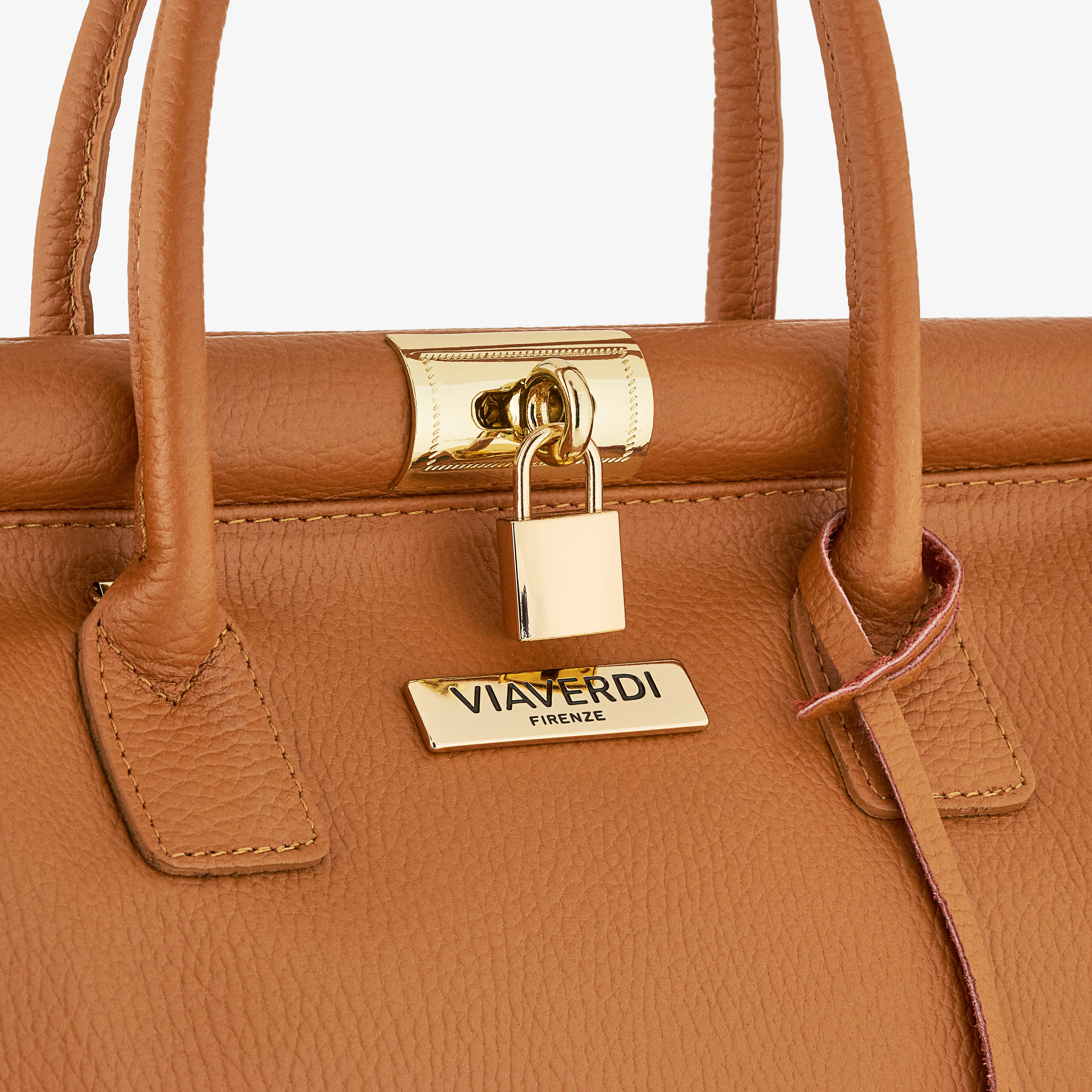 Borsa a Mano con Tracolla VIAVERDI in Pelle Marrone Made in Italy Linea Barga - Image 3