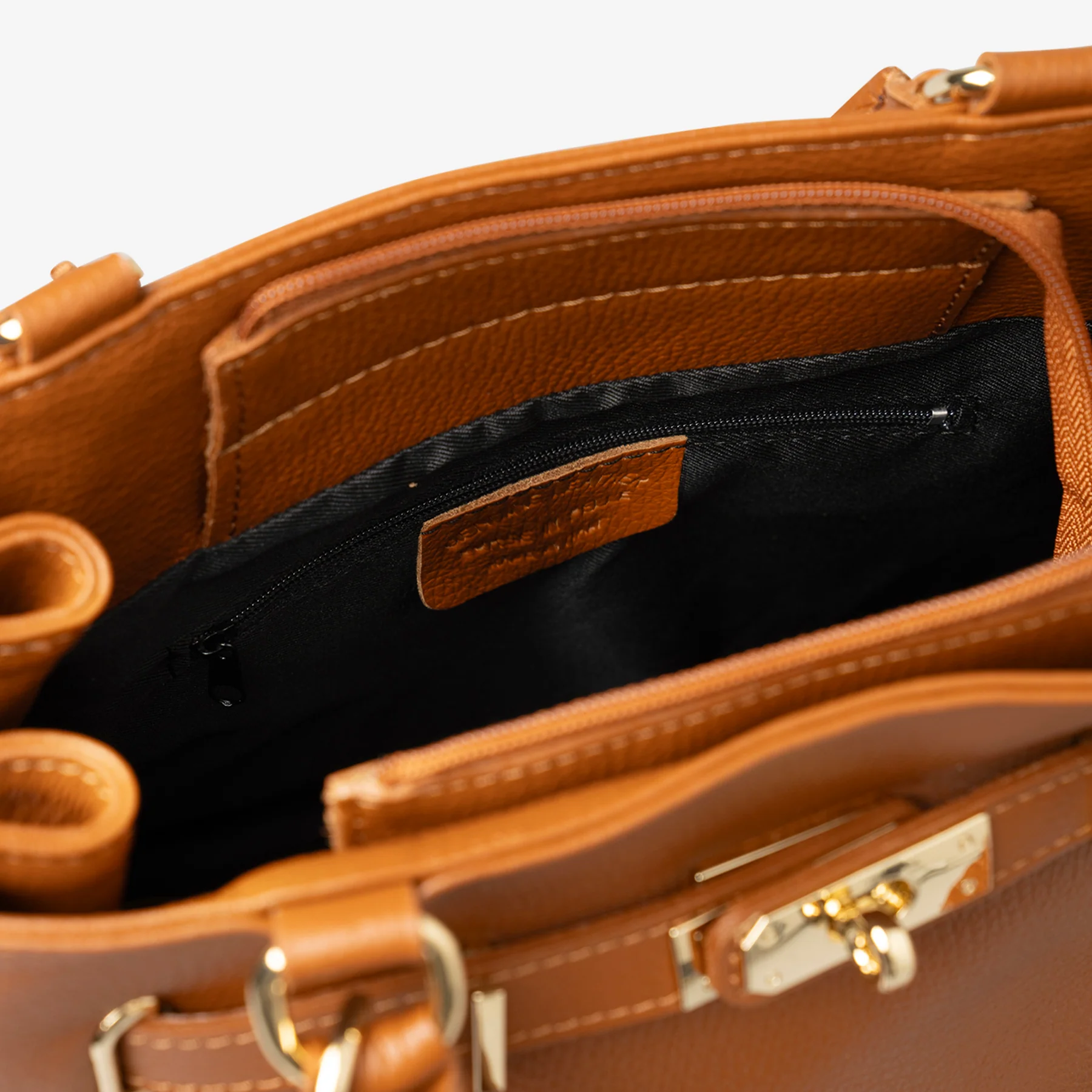 Borsa Grande a Mano con Tracolla VIAVERDI in Pelle color Cuoio Made in Italy linea Artimino - Image 6