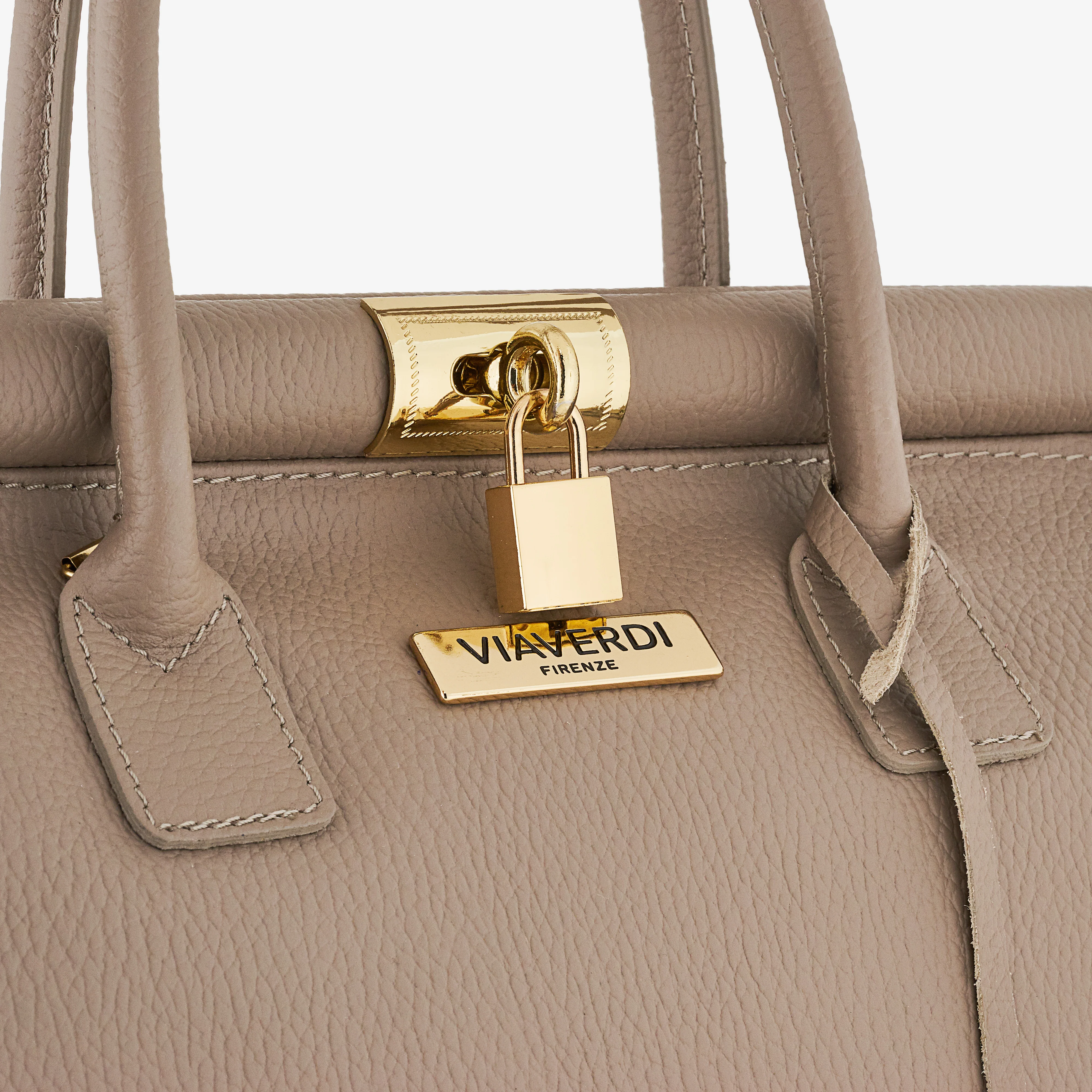 Borsa a Mano con Tracolla VIAVERDI in Pelle Fango Made in Italy Linea Barga - Image 3