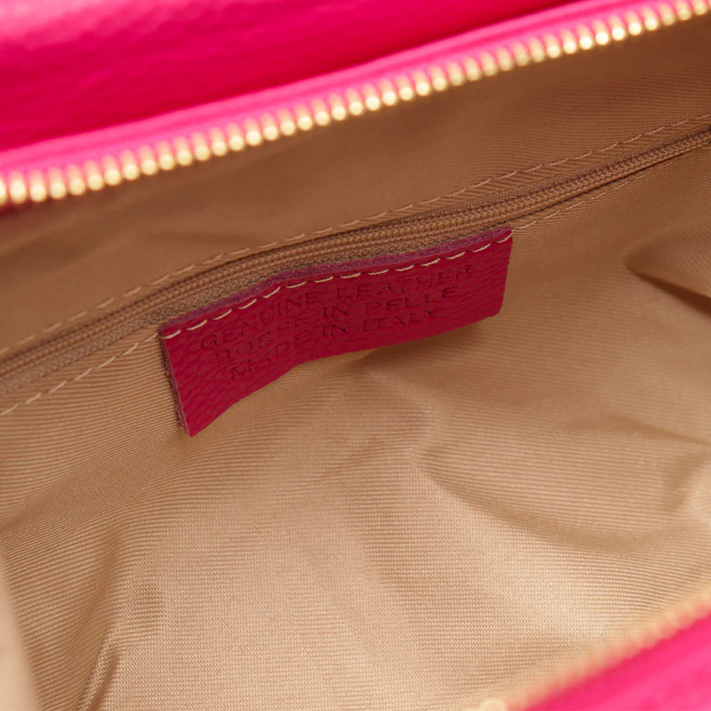 Borsa a Mano con Tracolla VIAVERDI in Pelle Fucsia Made in Italy linea Castiglione - Image 5