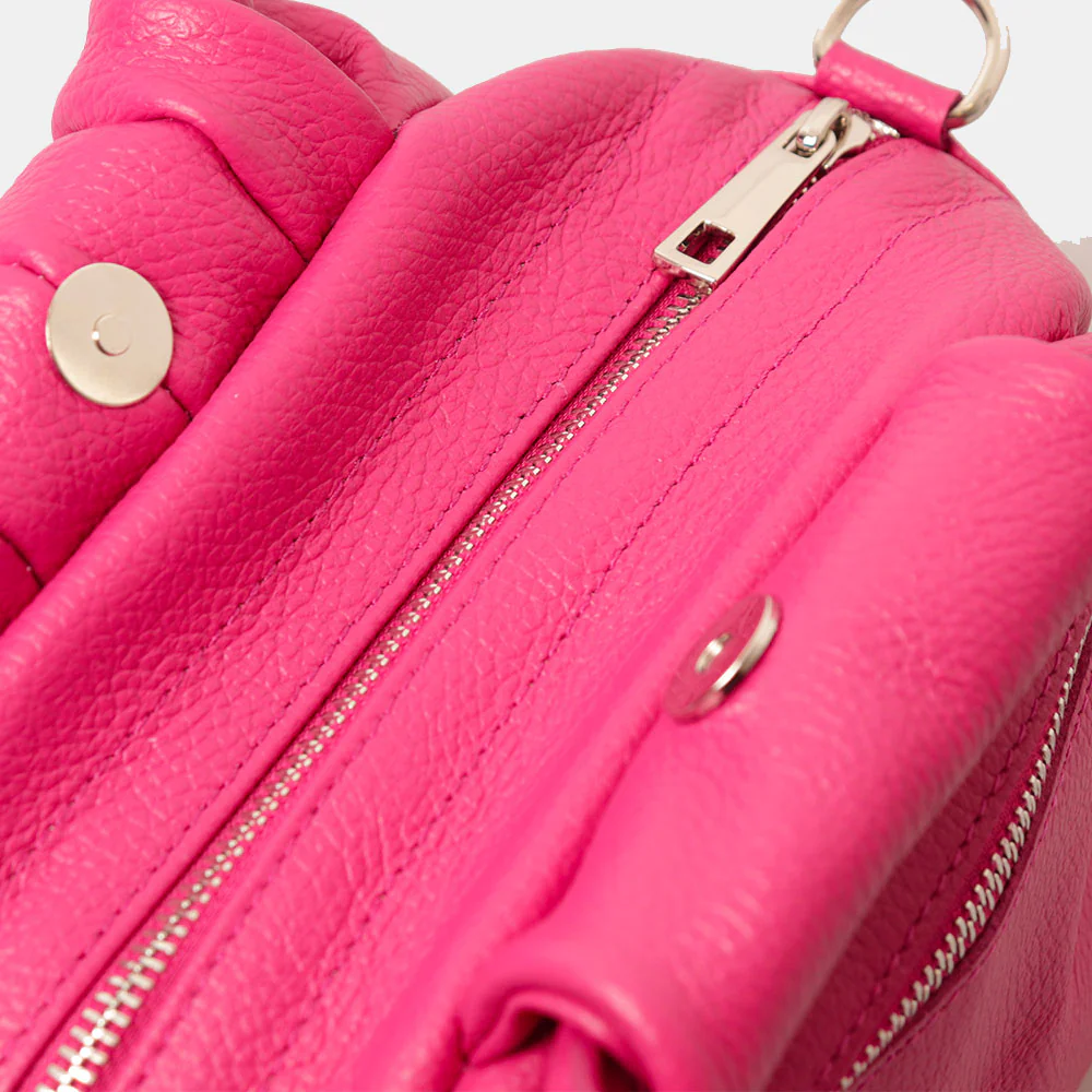 Borsa a Mano con Tracolla VIAVERDI in Pelle Fucsia Made in Italy linea Certaldo - Image 10