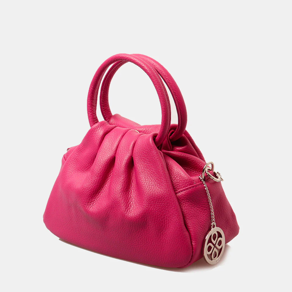 Borsa a Mano con Tracolla VIAVERDI in Pelle Fucsia Made in Italy linea Certaldo - Image 4