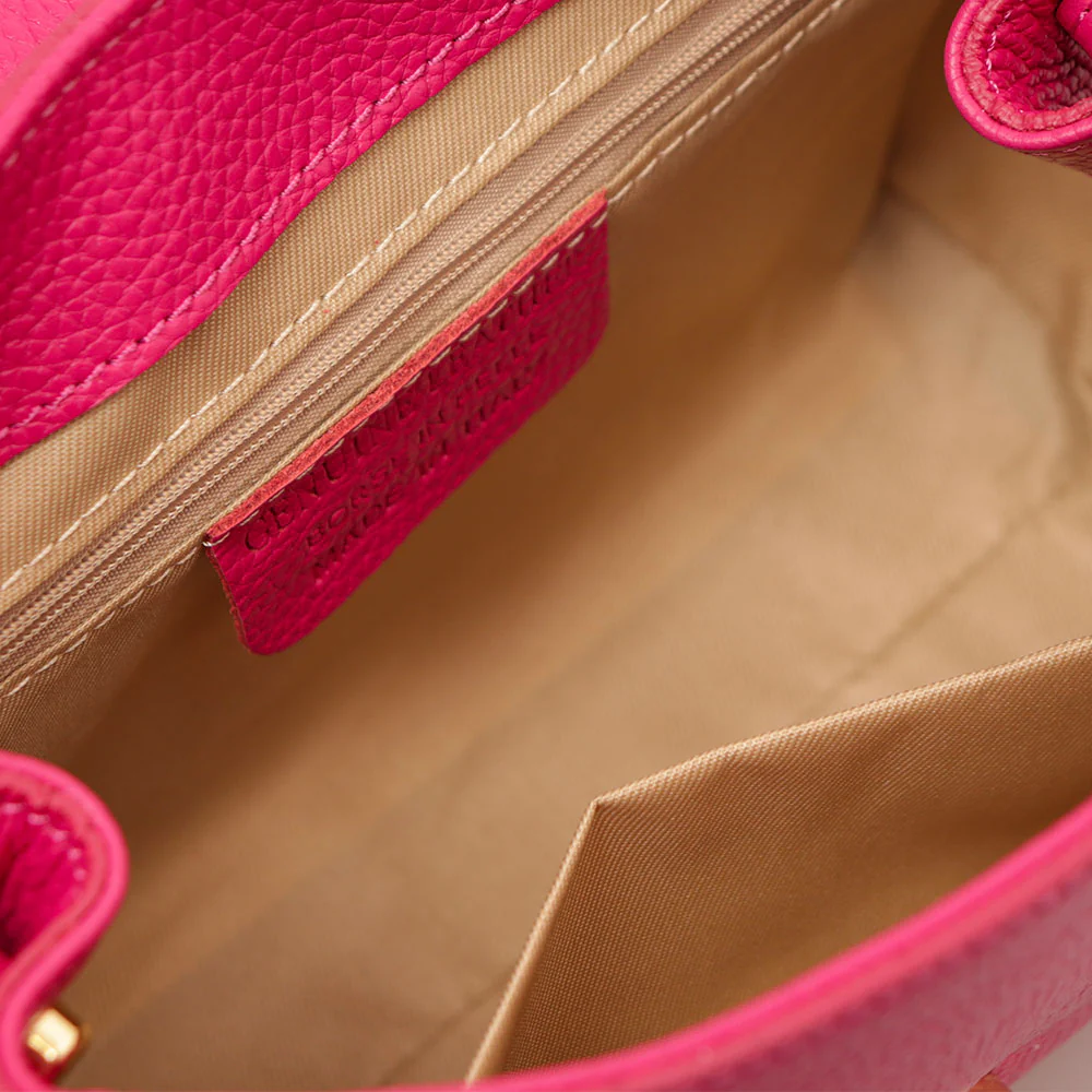 Borsa a Mano con Tracolla VIAVERDI in Pelle Fucsia Made in Italy linea Fiesole - Image 9