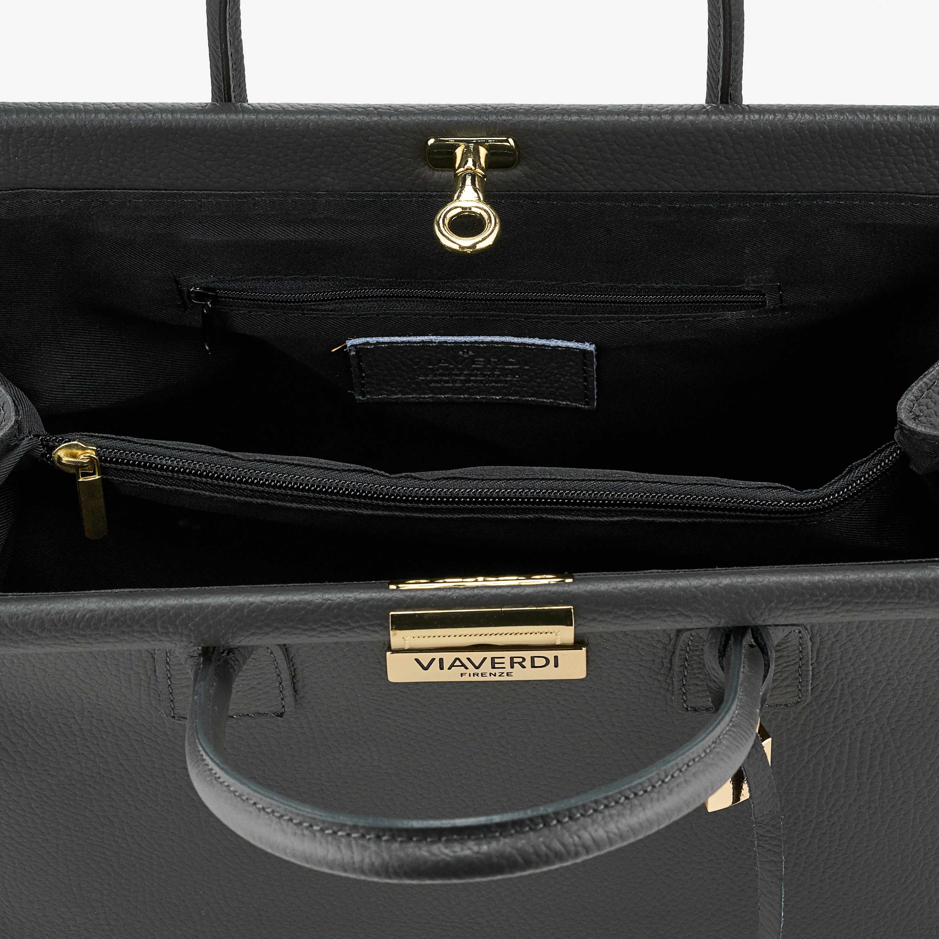 Borsa a Mano con Tracolla VIAVERDI in Pelle Grigio Scuro Made in Italy Linea Barga - Image 4
