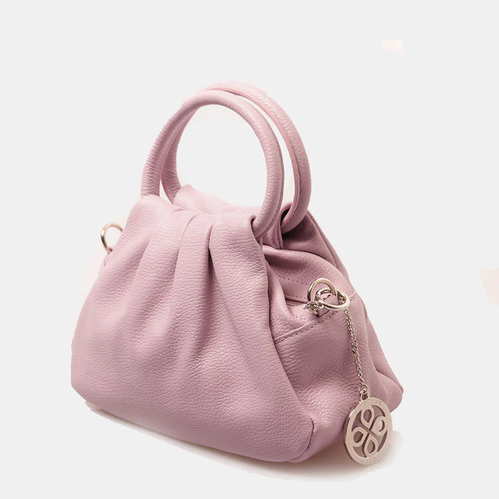 Borsa a Mano con Tracolla VIAVERDI in Pelle Lilla Made in Italy linea Certaldo - Image 4