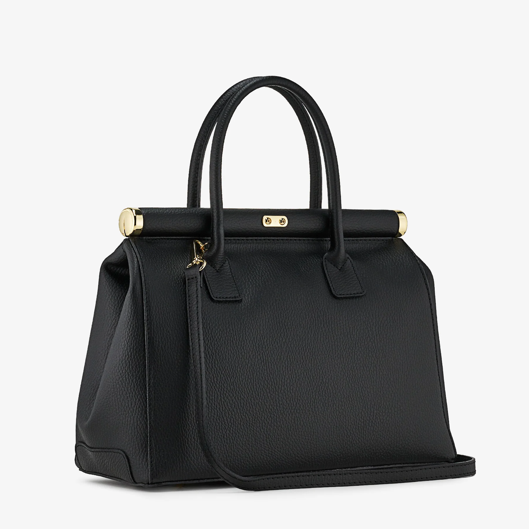 Borsa a Mano con Tracolla VIAVERDI in Pelle Nera Made in Italy Linea Barga - Image 3