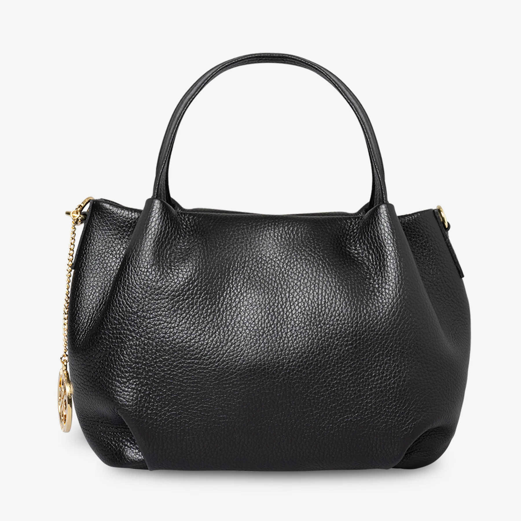 Borsa a Mano con Tracolla VIAVERDI in Pelle Nera Made in Italy linea Castiglione