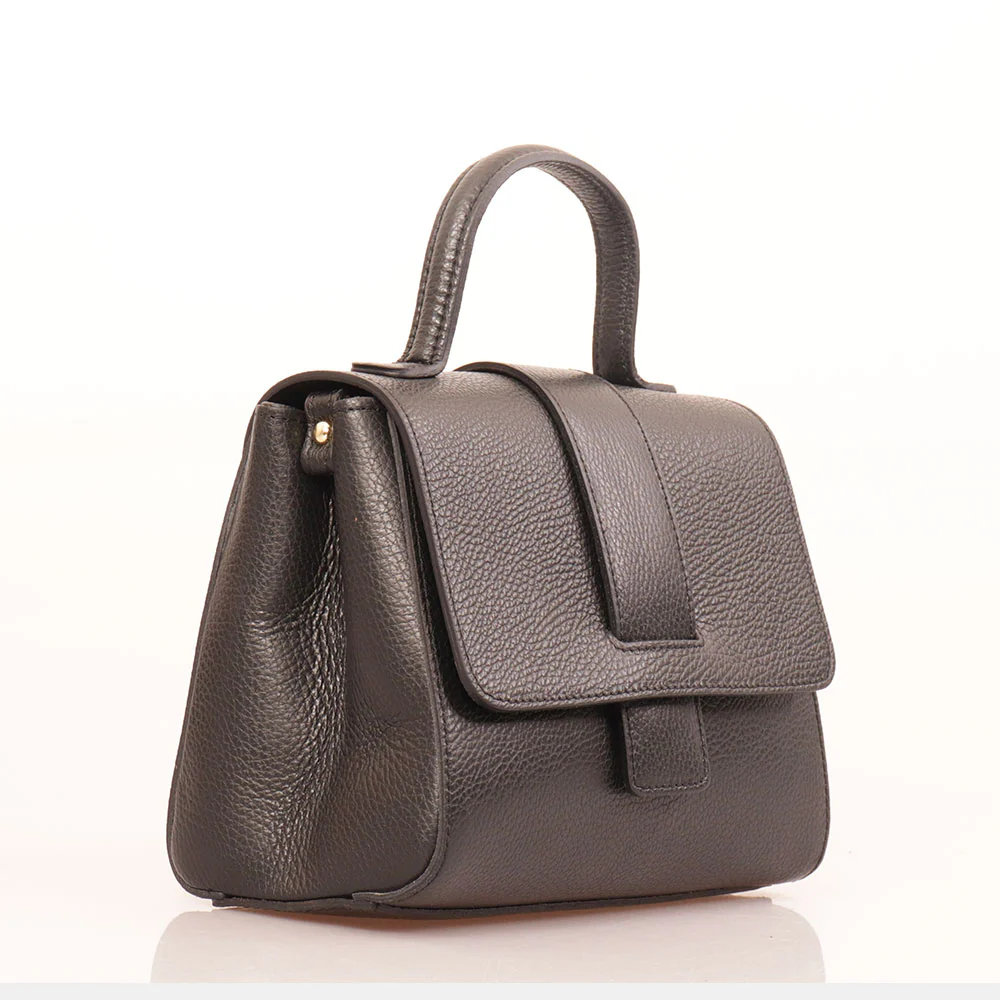 Borsa a Mano con Tracolla VIAVERDI in Pelle Nera Made in Italy linea Fiesole - Image 4