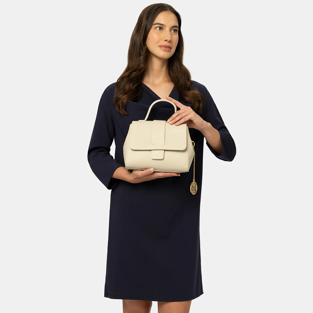 Borsa a Mano con Tracolla VIAVERDI in Pelle Blu Made in Italy linea Fiesole - Image 3
