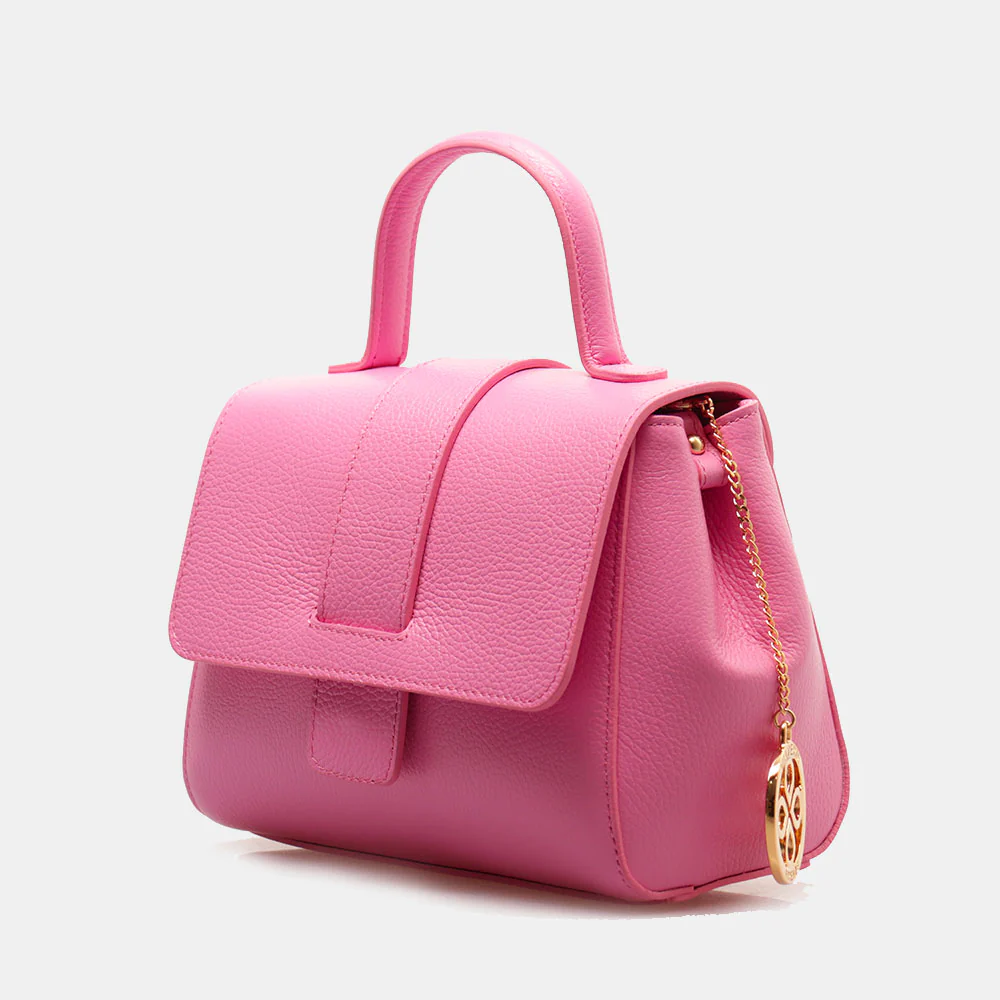 Borsa a Mano con Tracolla VIAVERDI in Pelle Rosa Made in Italy linea Fiesole - Image 4