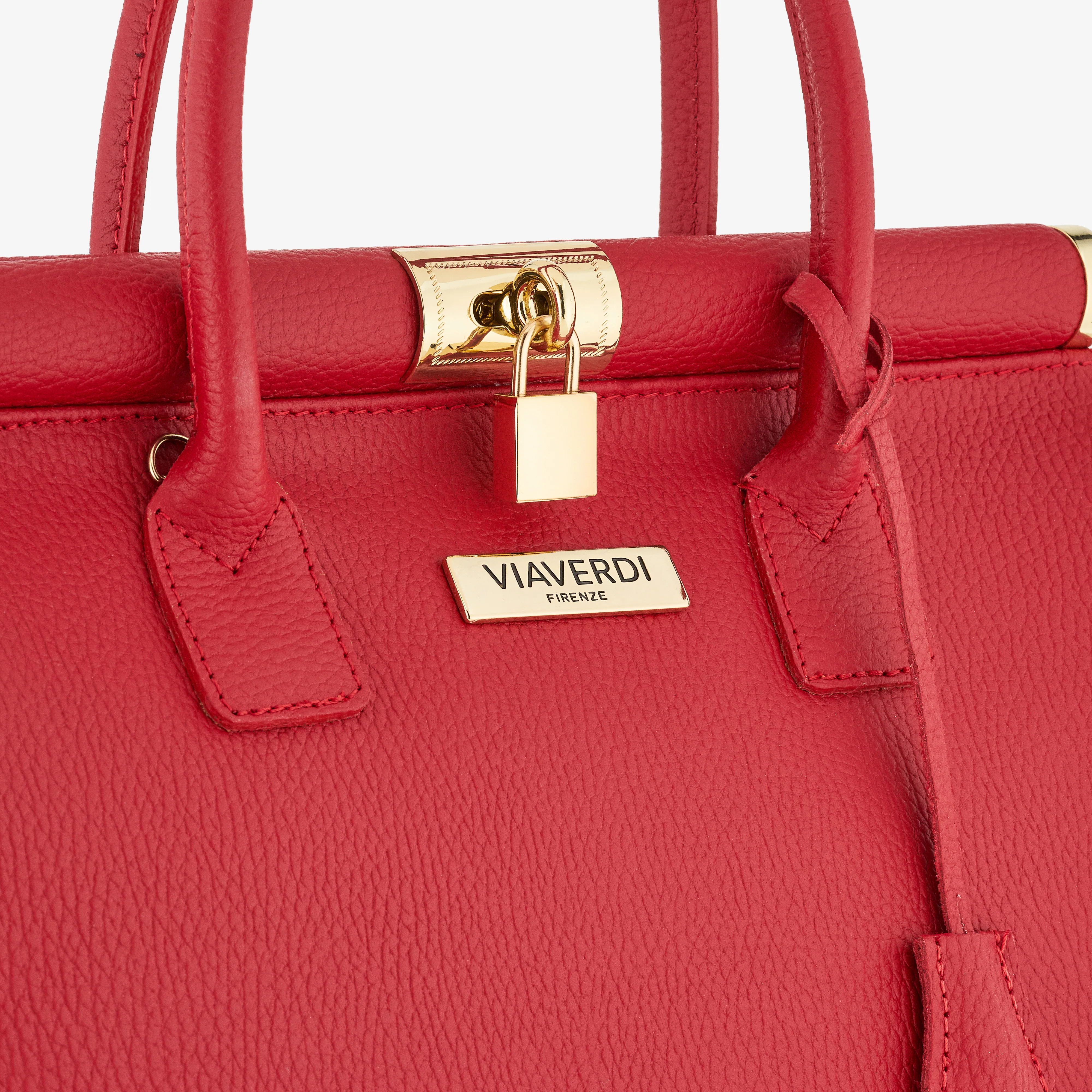 Borsa a Mano con Tracolla VIAVERDI in Pelle Rossa Made in Italy Linea Barga - Image 3