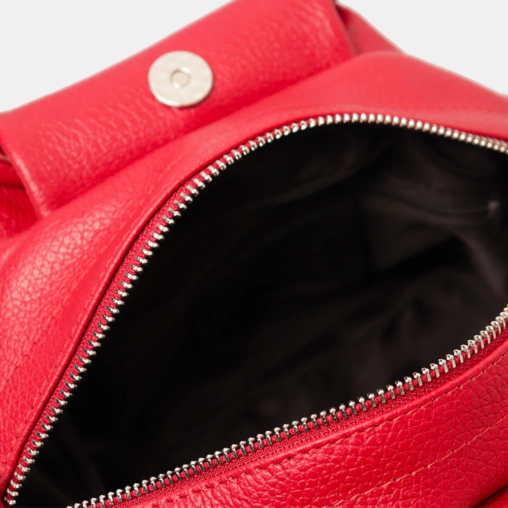 Borsa a Mano con Tracolla VIAVERDI in Pelle Rossa Made in Italy linea Certaldo - Image 7