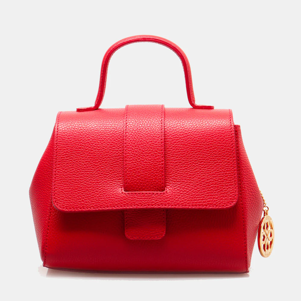 Borsa a Mano con Tracolla VIAVERDI in Pelle Rossa Made in Italy linea Fiesole