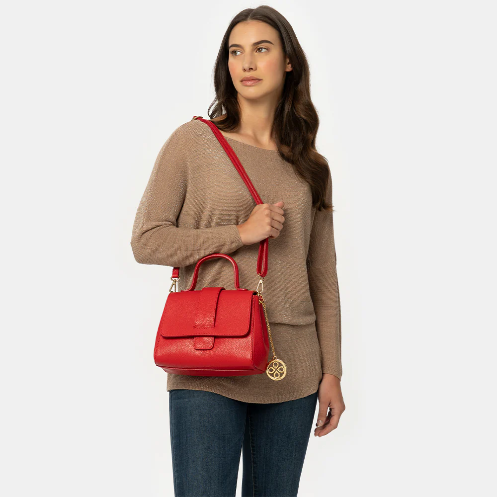 Borsa a Mano con Tracolla VIAVERDI in Pelle Blu Made in Italy linea Fiesole - Image 2