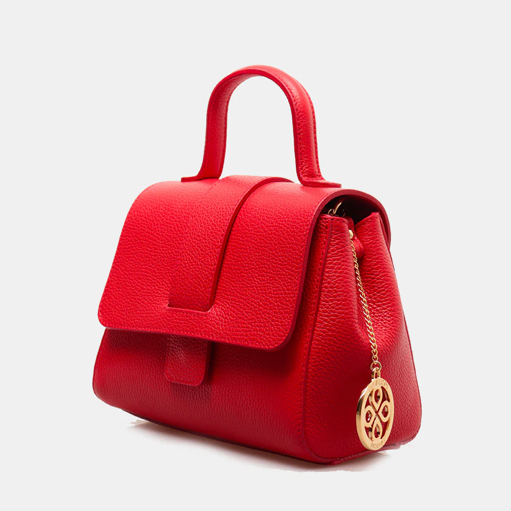 Borsa a Mano con Tracolla VIAVERDI in Pelle Rossa Made in Italy linea Fiesole - Image 5