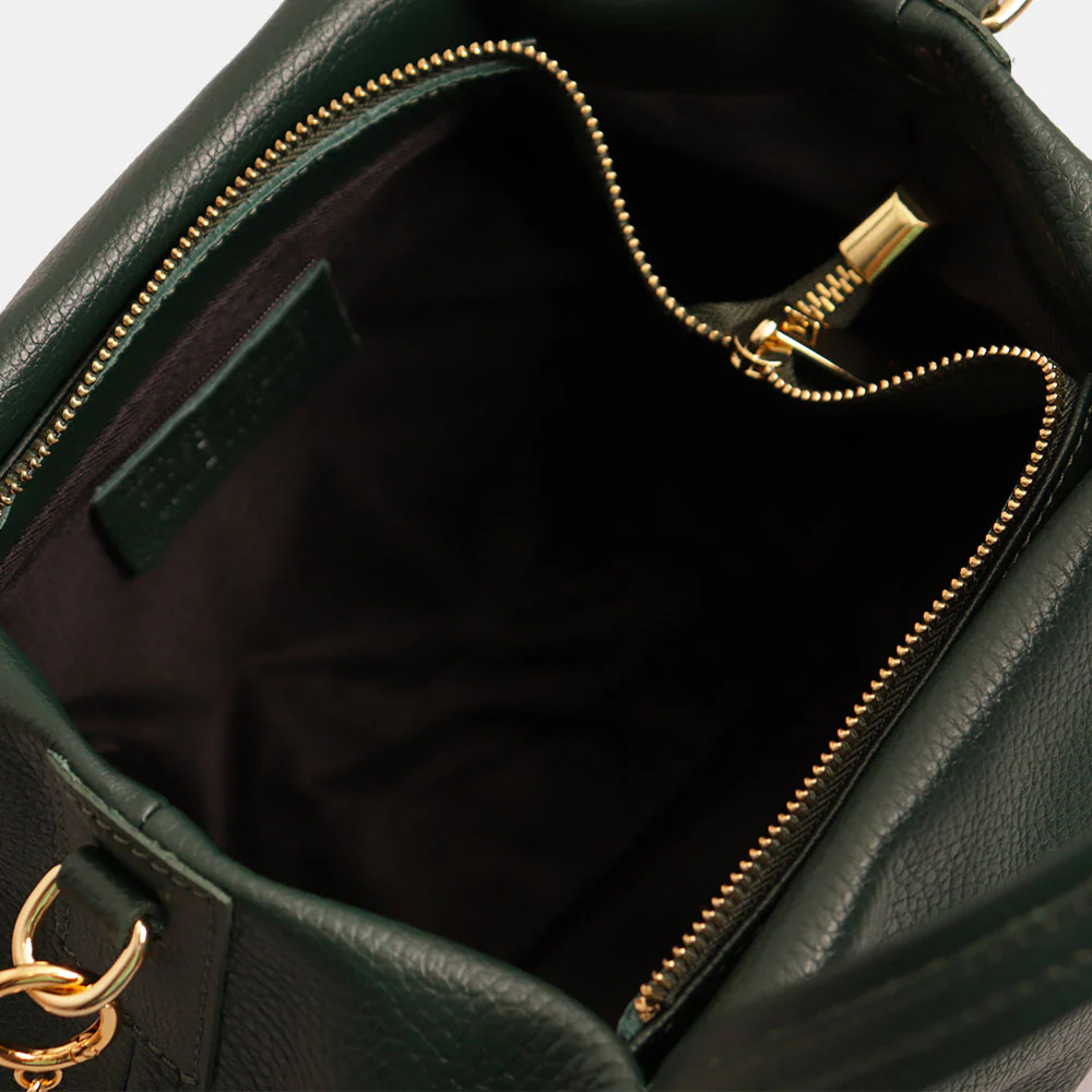 Borsa a Mano con Tracolla VIAVERDI in Pelle Verde Bosco Made in Italy linea Castiglione - Image 5