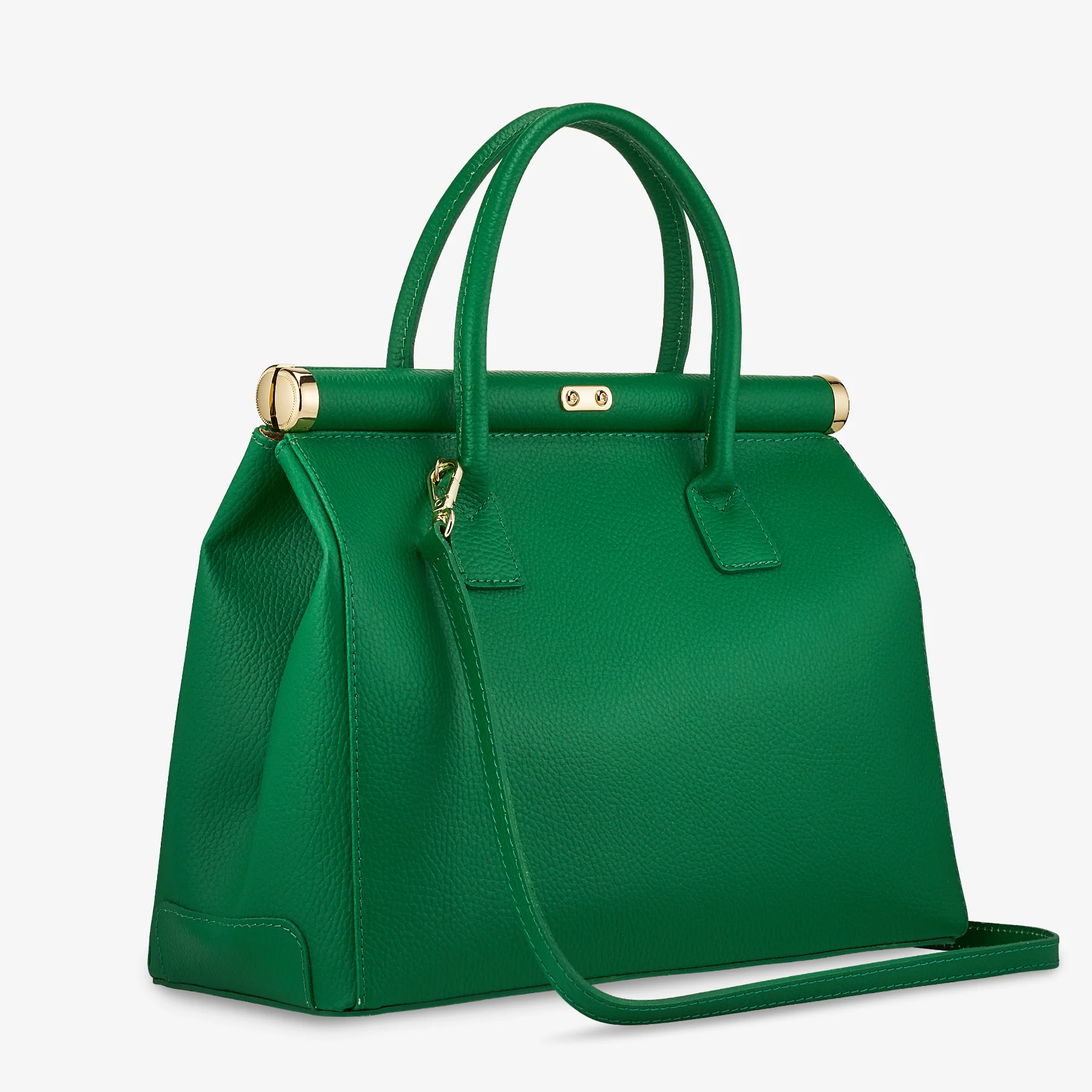 Borsa a Mano con Tracolla VIAVERDI in Pelle Verde Made in Italy Linea Barga - Image 4