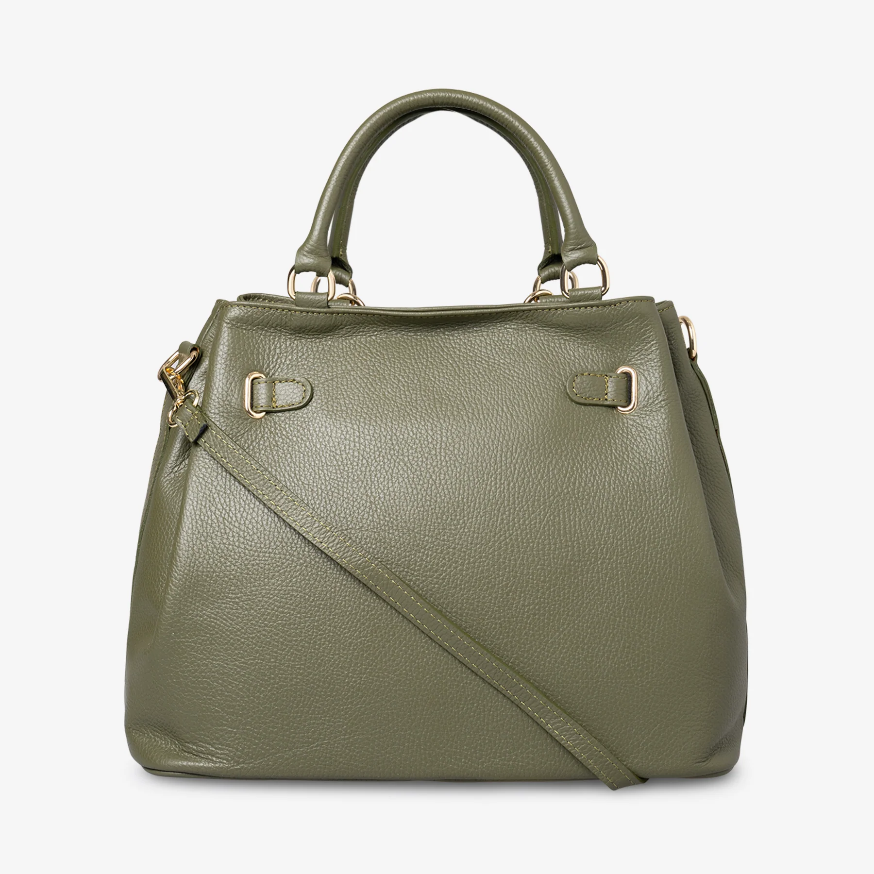 Borsa Grande a Mano con Tracolla VIAVERDI in Pelle Verde Made in Italy linea Artimino - Image 5