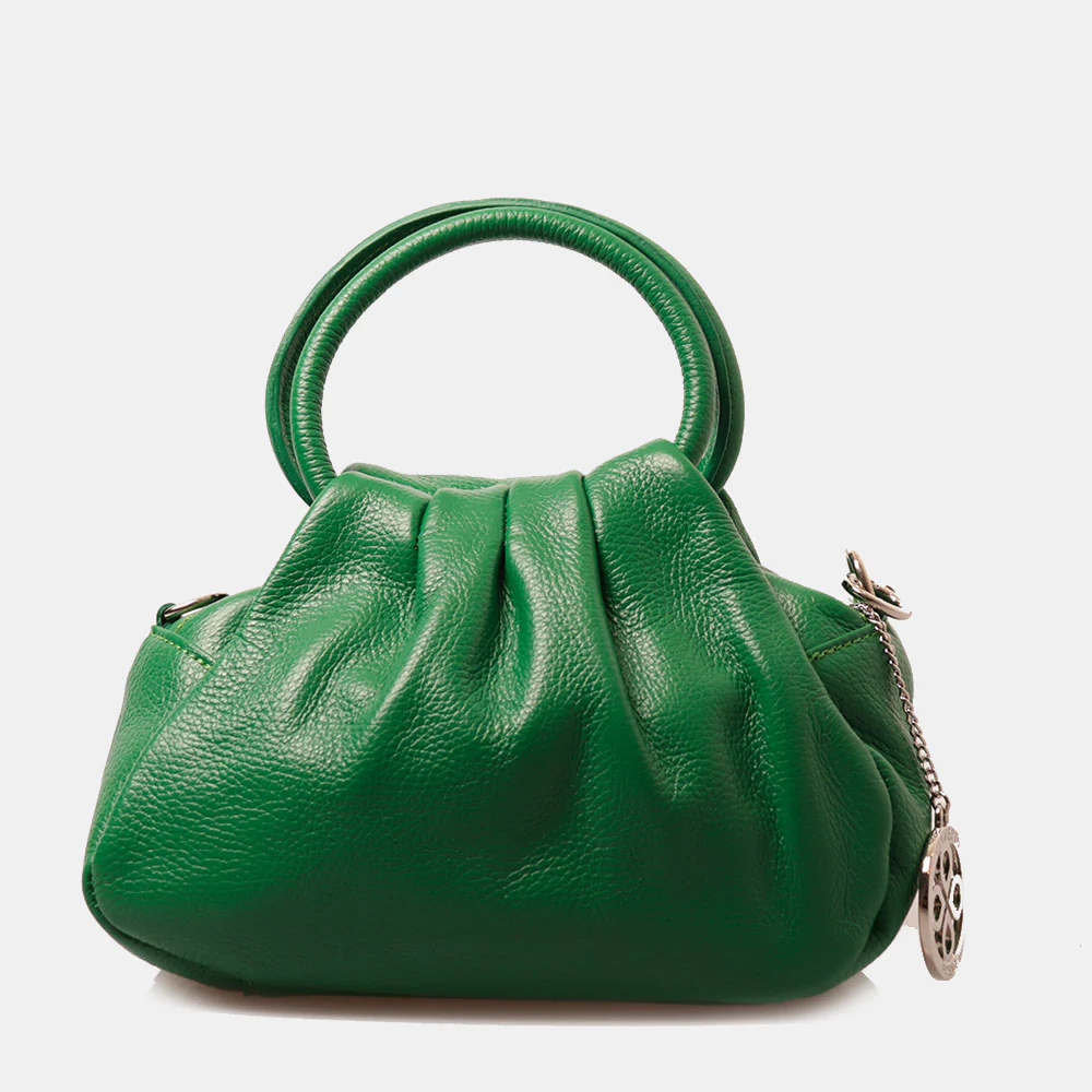 Borsa a Mano con Tracolla VIAVERDI in Pelle Verde Made in Italy linea Certaldo