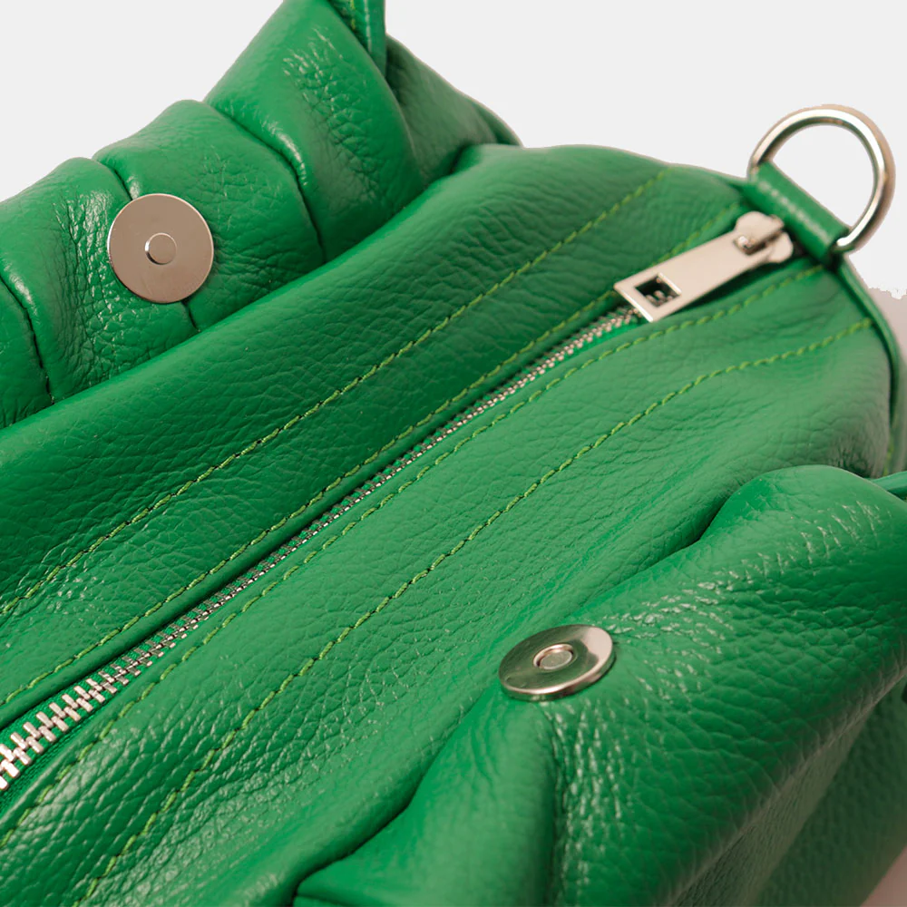 Borsa a Mano con Tracolla VIAVERDI in Pelle Verde Made in Italy linea Certaldo - Image 5