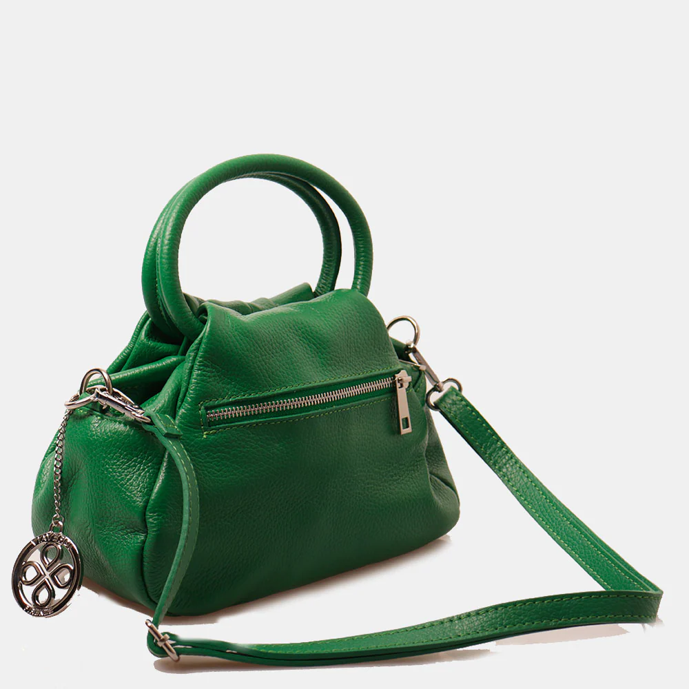 Borsa a Mano con Tracolla VIAVERDI in Pelle Verde Made in Italy linea Certaldo - Image 9