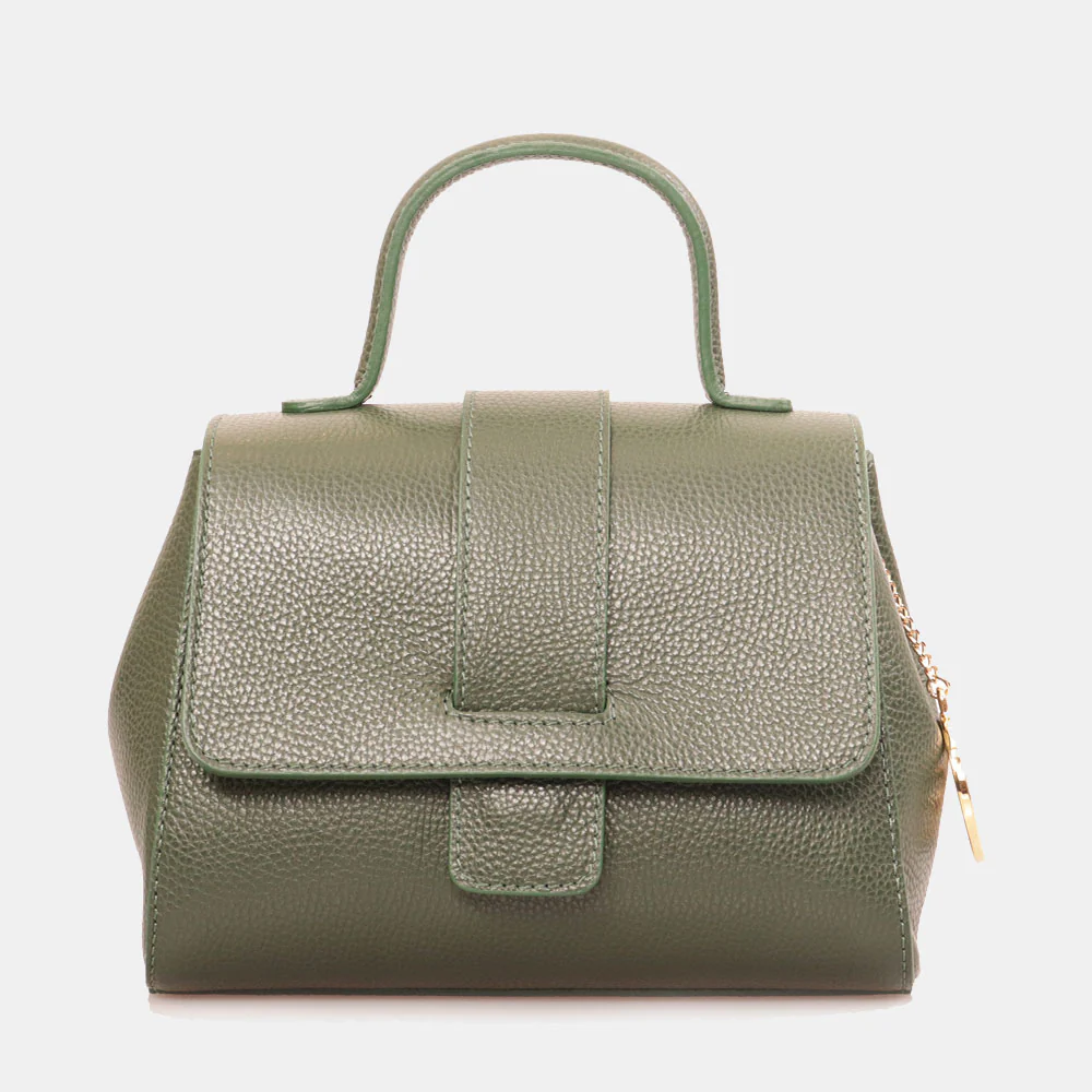 Borsa a Mano con Tracolla VIAVERDI in Pelle Verde Made in Italy linea Fiesole