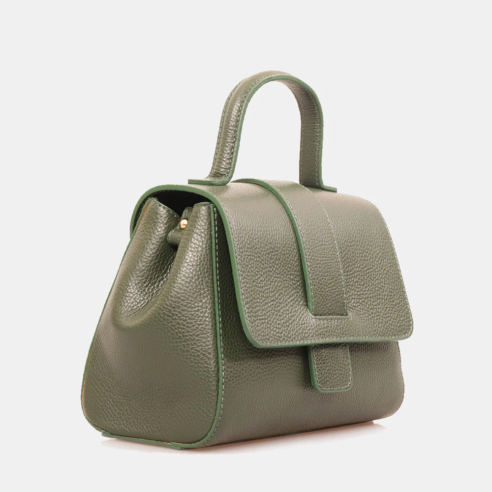 Borsa a Mano con Tracolla VIAVERDI in Pelle Verde Made in Italy linea Fiesole - Image 4