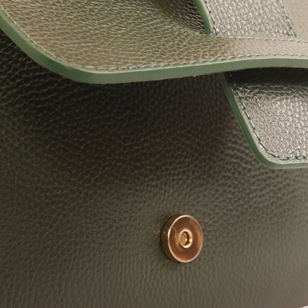 Borsa a Mano con Tracolla VIAVERDI in Pelle Verde Made in Italy linea Fiesole - Image 7