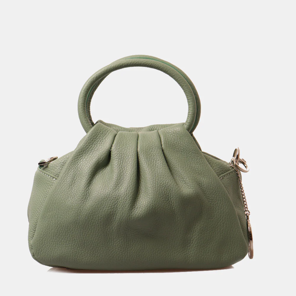 Borsa a Mano con Tracolla VIAVERDI in Pelle Verde Menta Made in Italy linea Certaldo