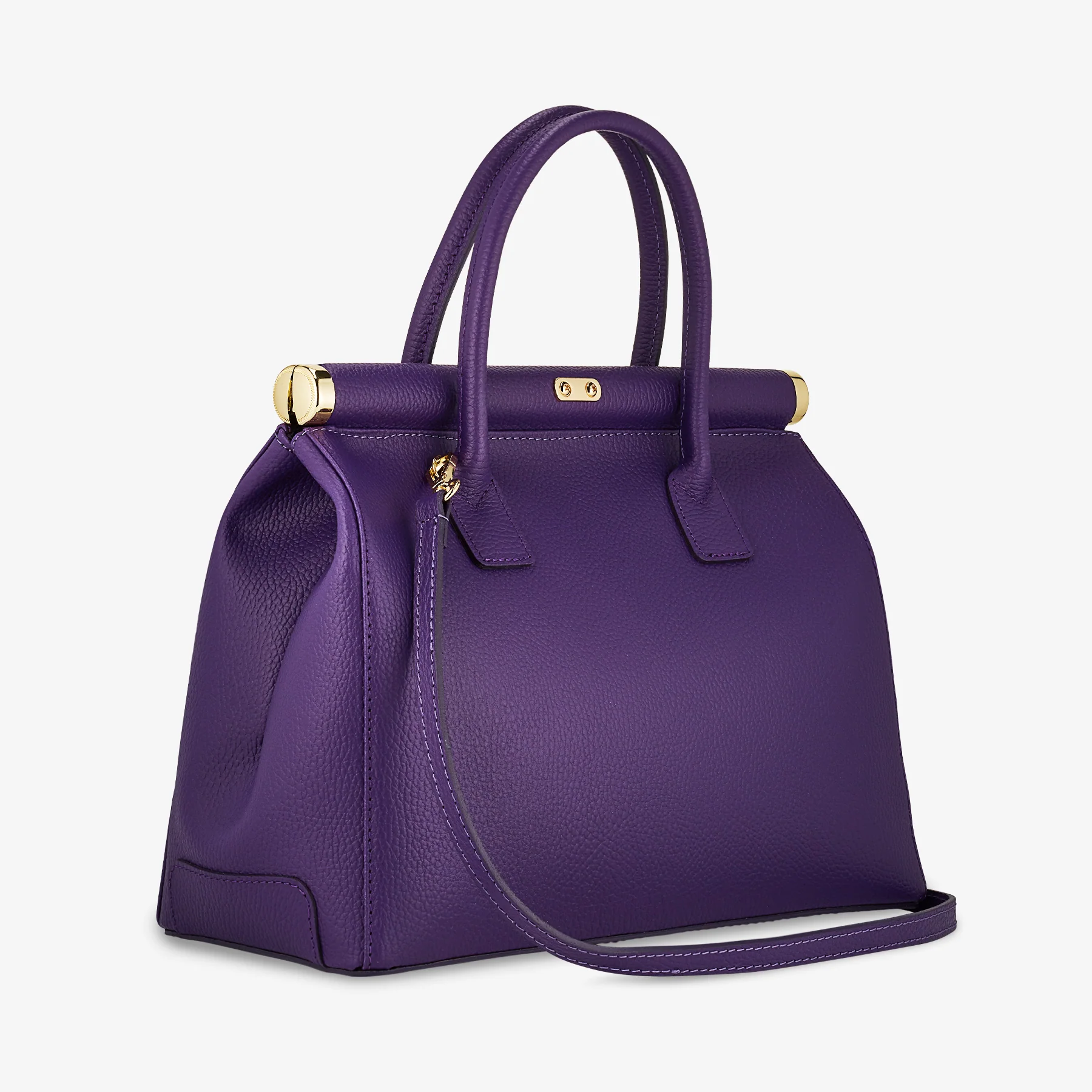 Borsa a Mano con Tracolla VIAVERDI in Pelle Viola Made in Italy Linea Barga - Image 4