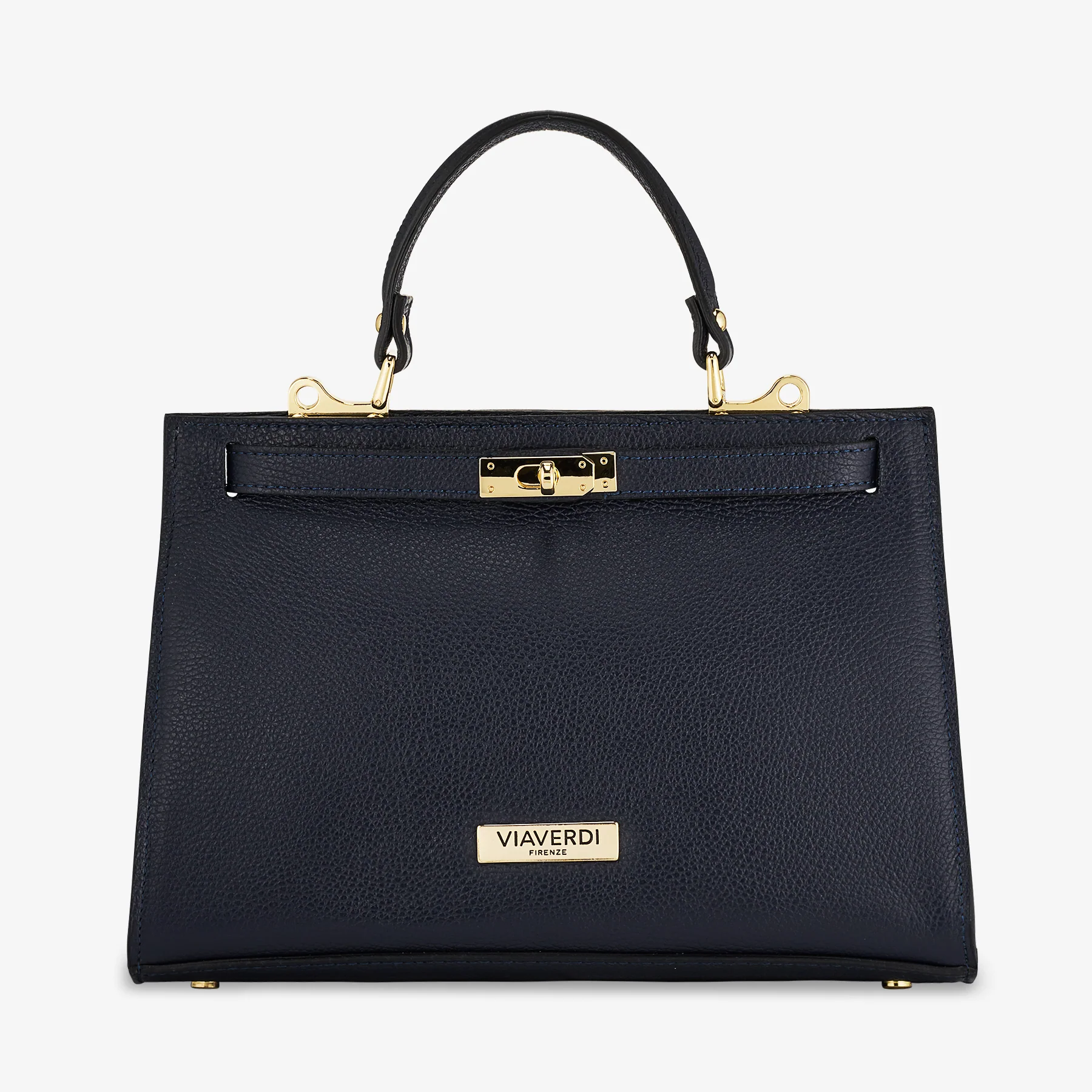 Borsa a Mano in Pelle Blu con Tracolla VIAVERDI Made in Italy Linea Barga