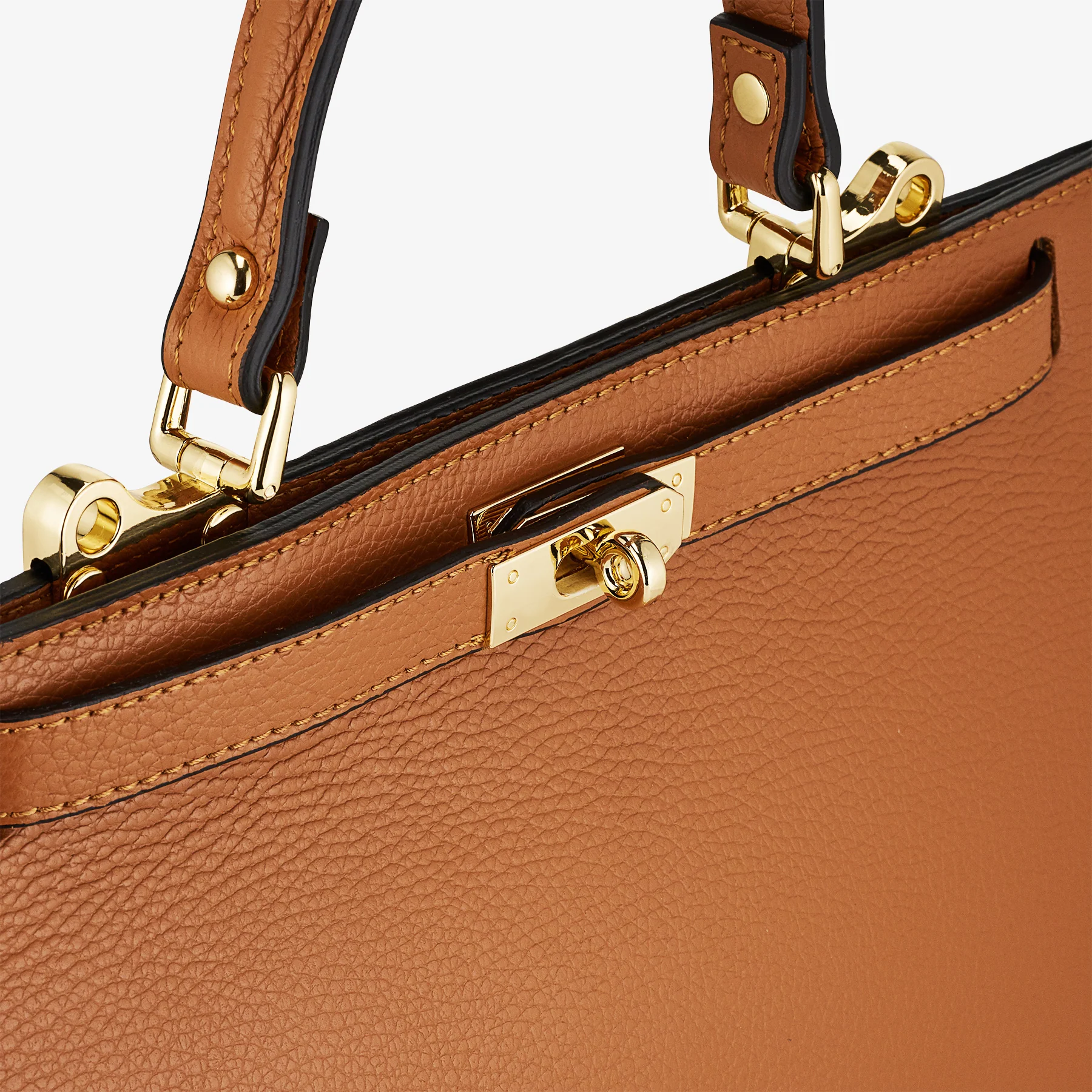 Borsa a Mano in Pelle Marrone con Tracolla VIAVERDI Made in Italy Linea Barga - Image 5