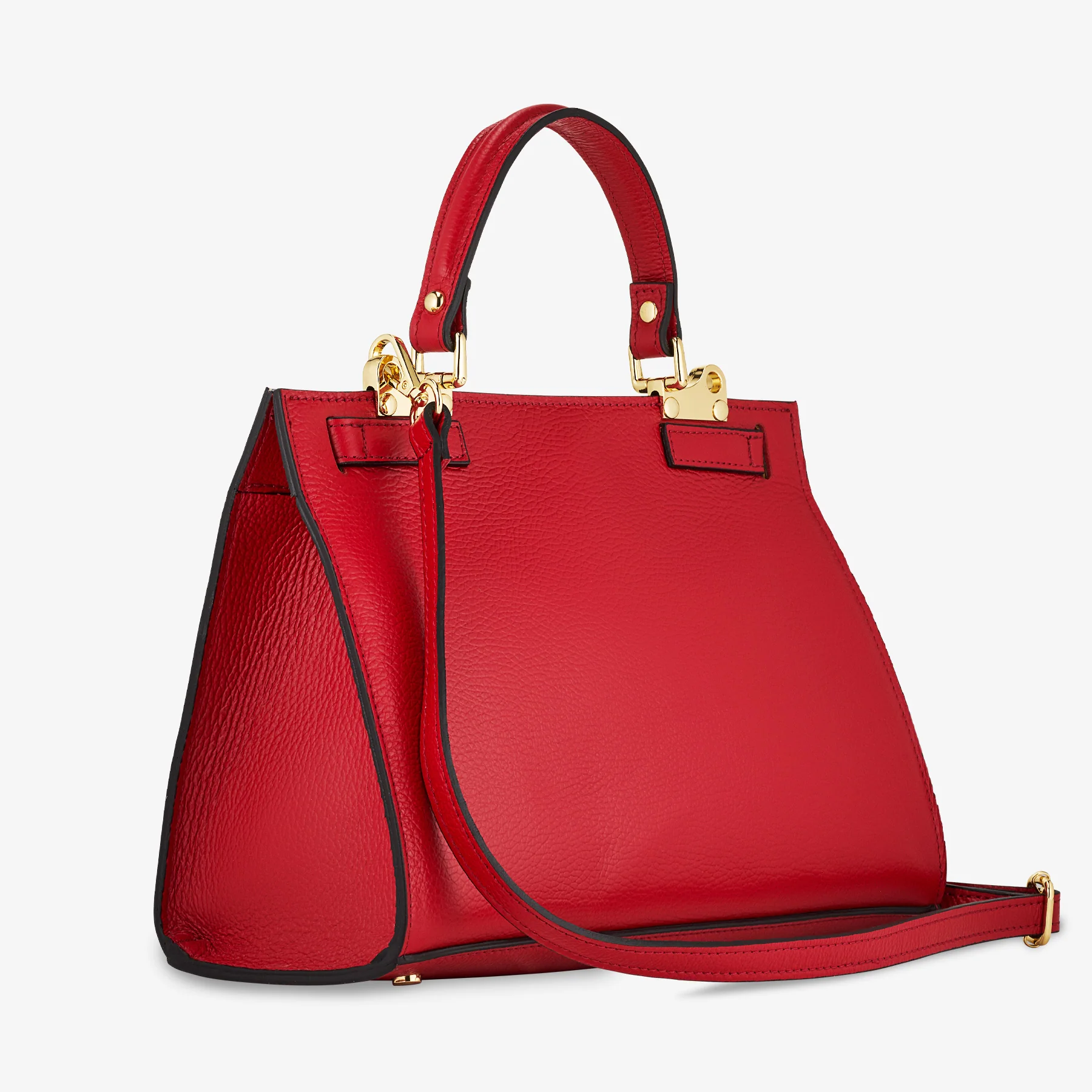 Borsa a Mano in Pelle Rossa con Tracolla VIAVERDI Made in Italy Linea Barga - Image 4