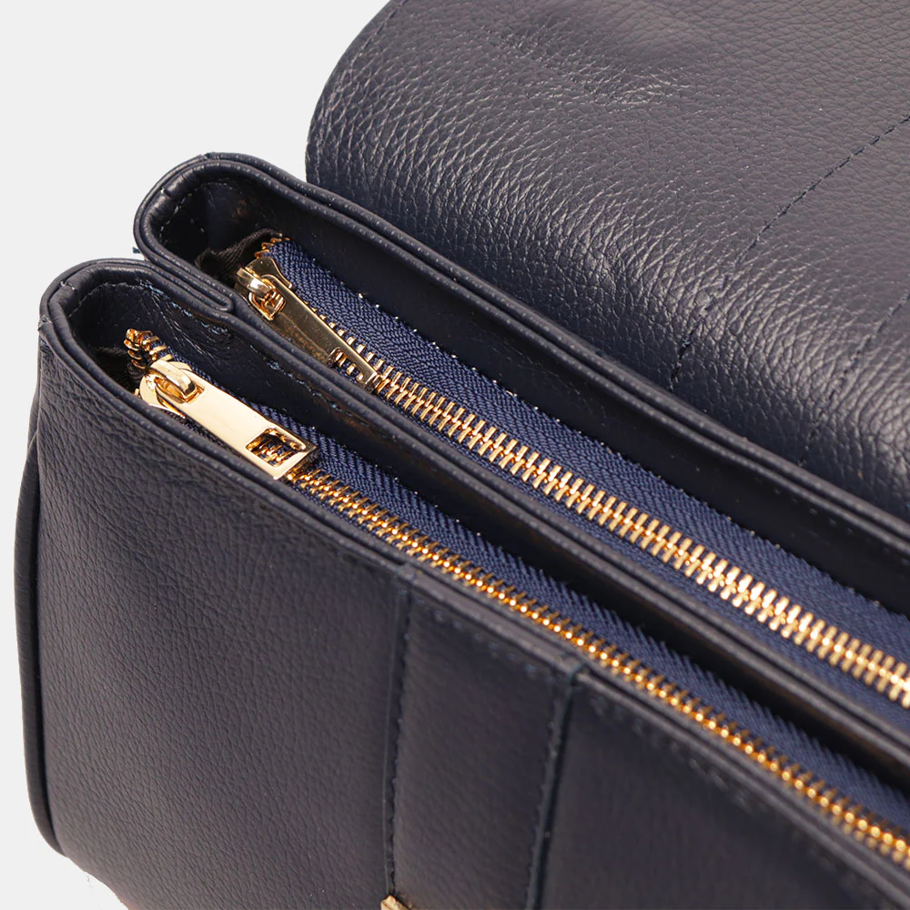 Borsa a Mano VIAVERDI in Pelle Blu Made in Italy linea Montalcino - Image 7