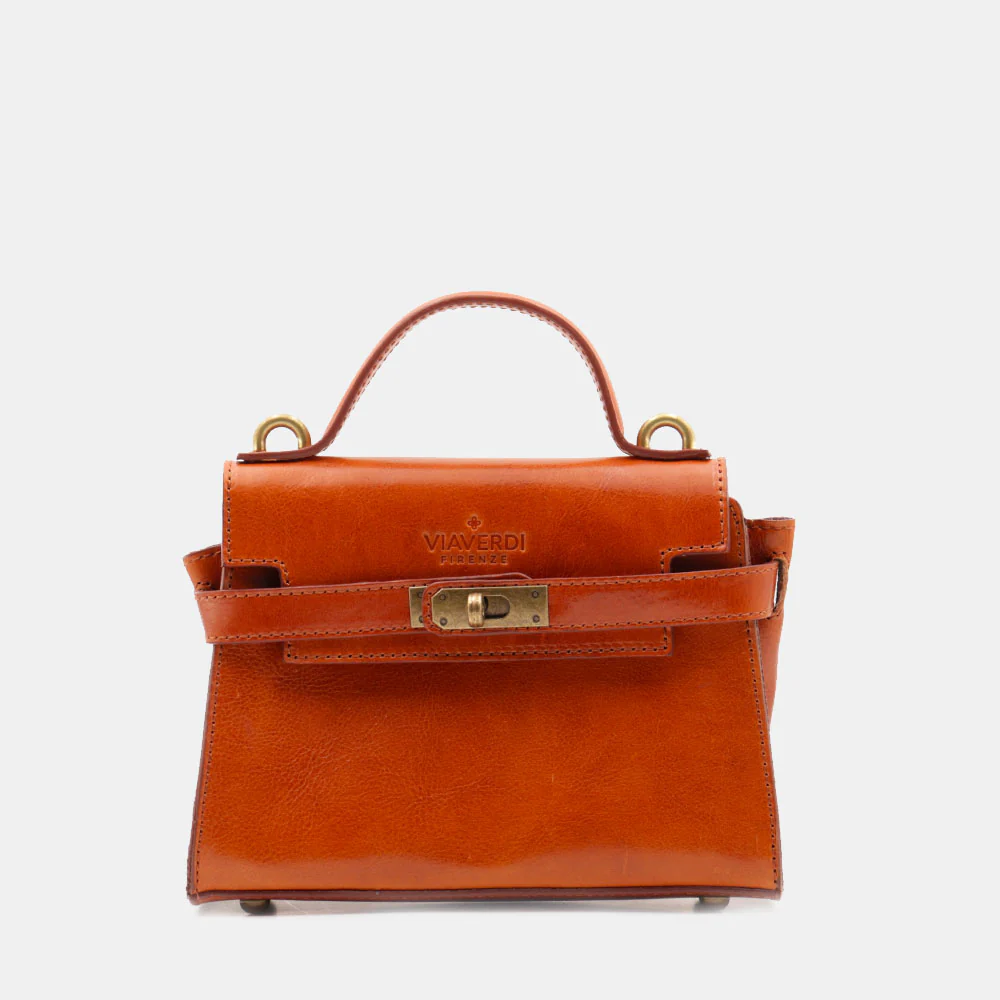 Borsa a Mano VIAVERDI in Pelle color Cuoio Made in Italy linea Firenze - Image 4