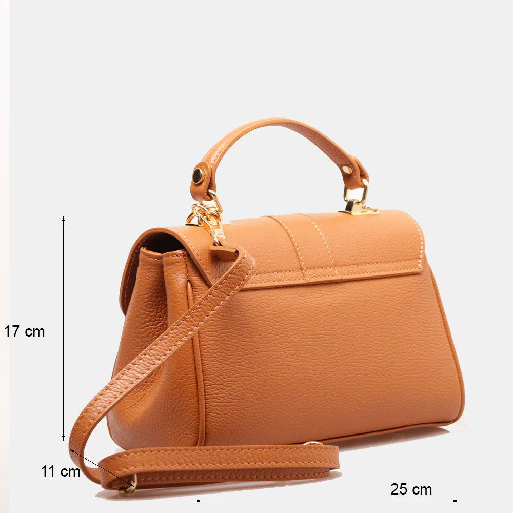 Borsa a Mano VIAVERDI in Pelle color Cuoio Made in Italy linea Montalcino - Image 4