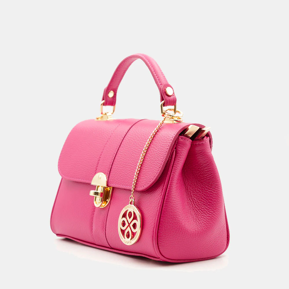 Borsa a Mano VIAVERDI in Pelle Fucsia Made in Italy linea Montalcino - Image 3