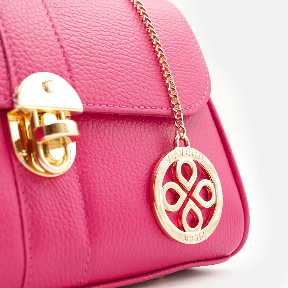 Borsa a Mano VIAVERDI in Pelle Fucsia Made in Italy linea Montalcino - Image 7