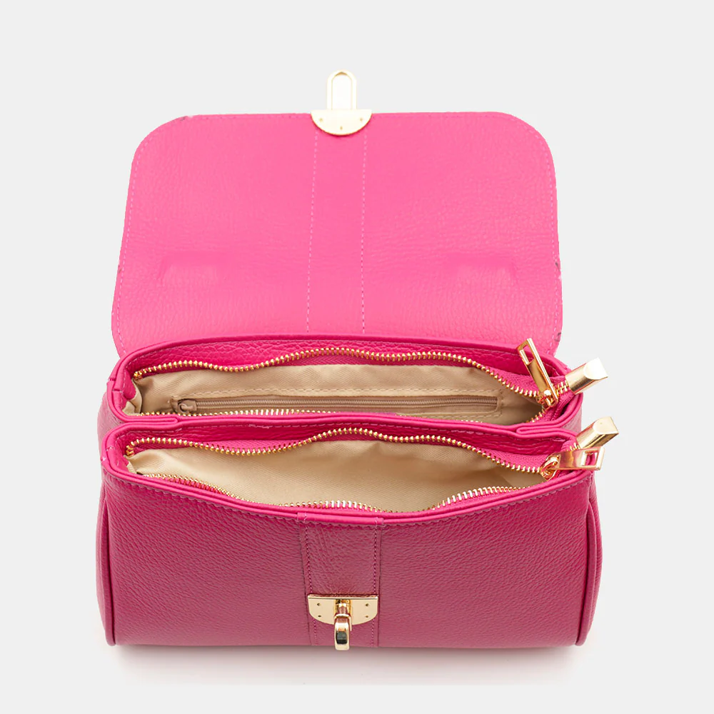 Borsa a Mano VIAVERDI in Pelle Fucsia Made in Italy linea Montalcino - Image 9
