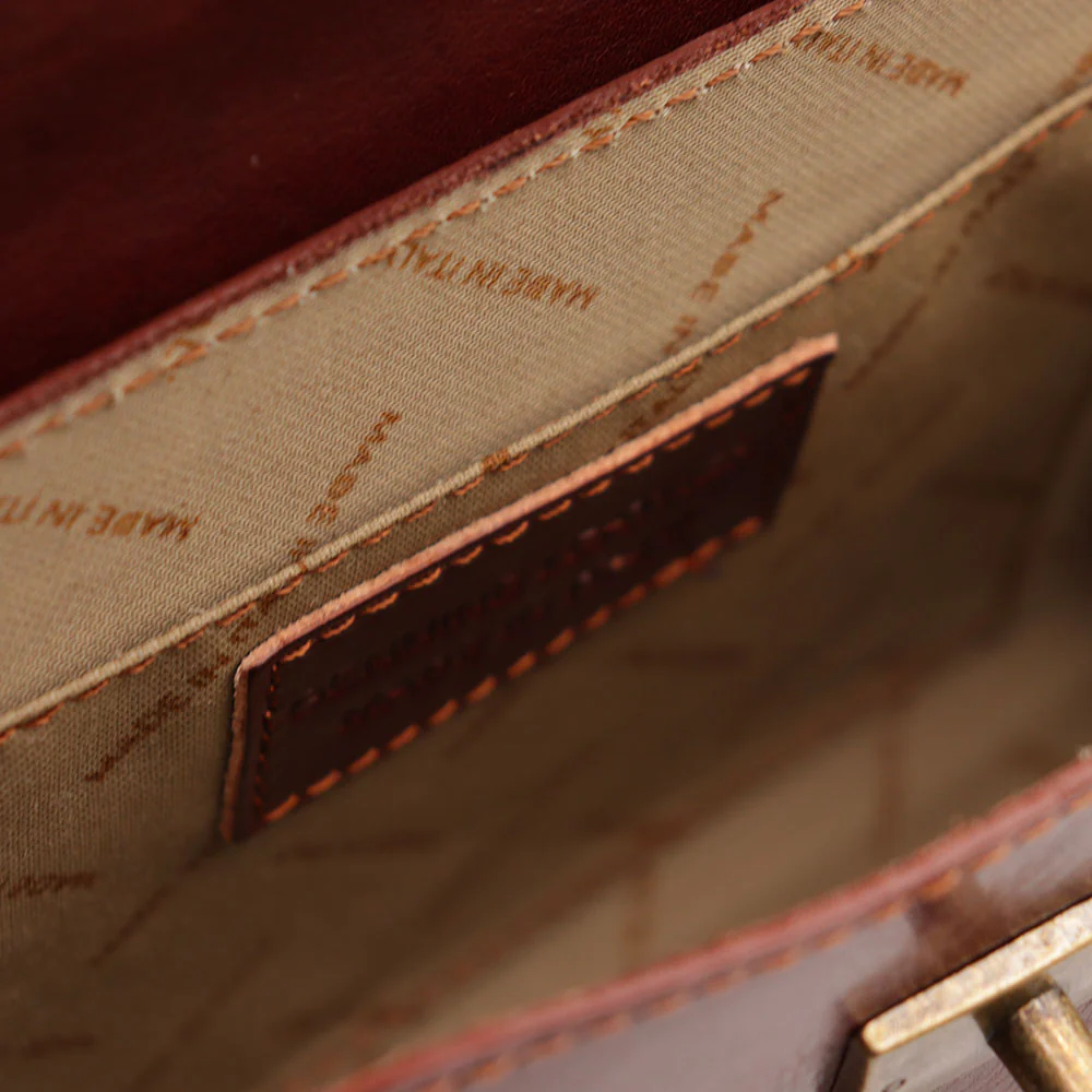 Borsa a Mano VIAVERDI in Pelle Marrone Made in Italy linea Firenze - Image 9