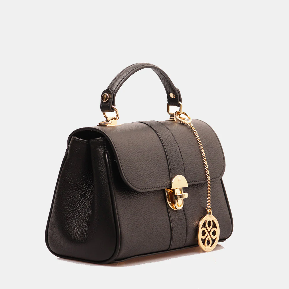 Borsa a Mano VIAVERDI in Pelle Nera Made in Italy linea Montalcino - Image 4