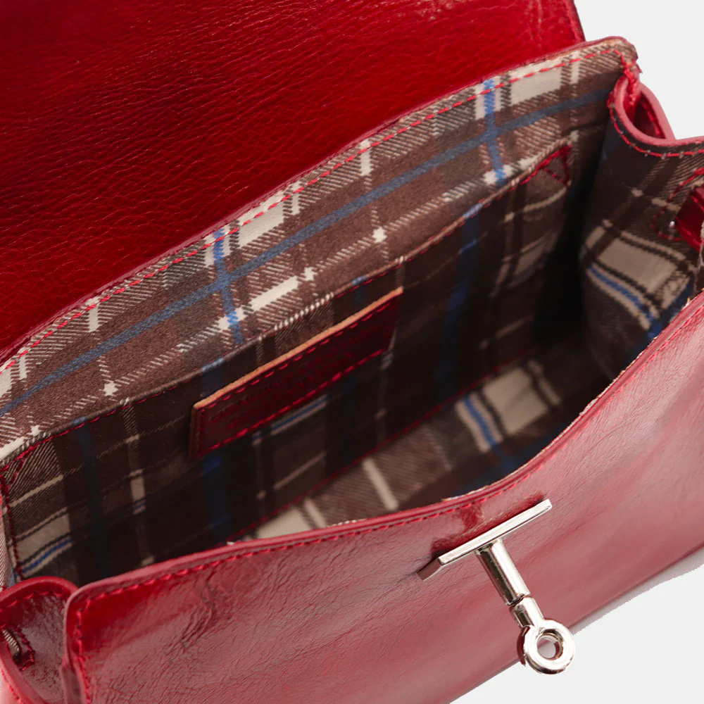 Borsa a Mano VIAVERDI in Pelle Rossa Made in Italy linea Firenze - Image 8