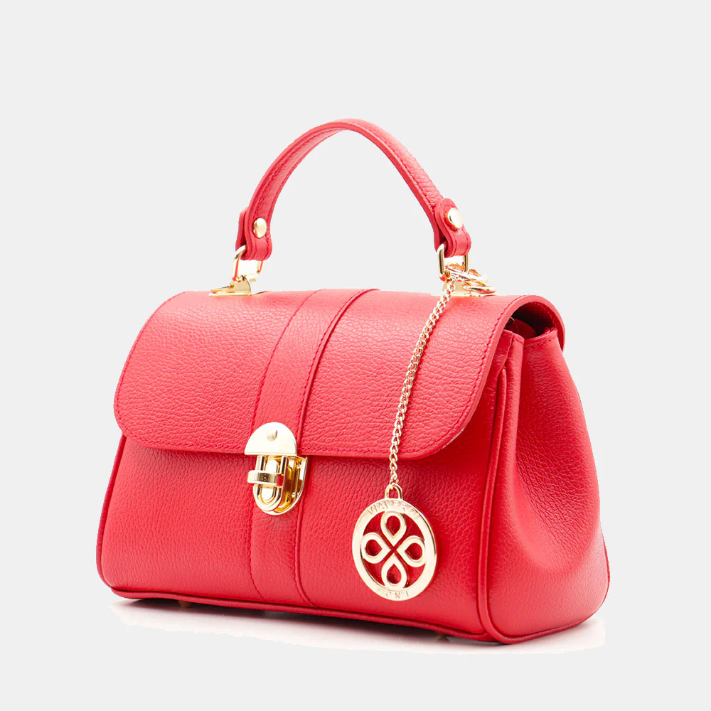 Borsa a Mano VIAVERDI in Pelle Rossa Made in Italy linea Montalcino - Image 3