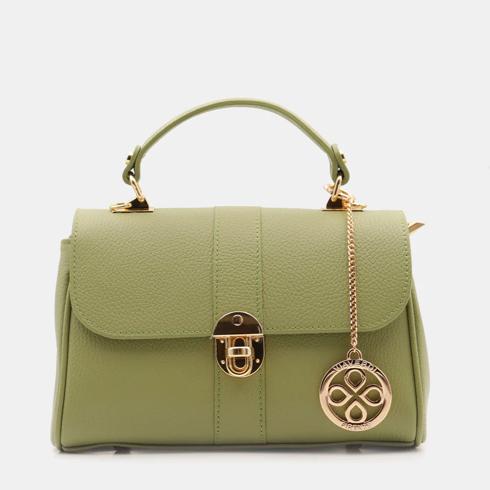 Borsa a Mano VIAVERDI in Pelle Verde Made in Italy linea Montalcino
