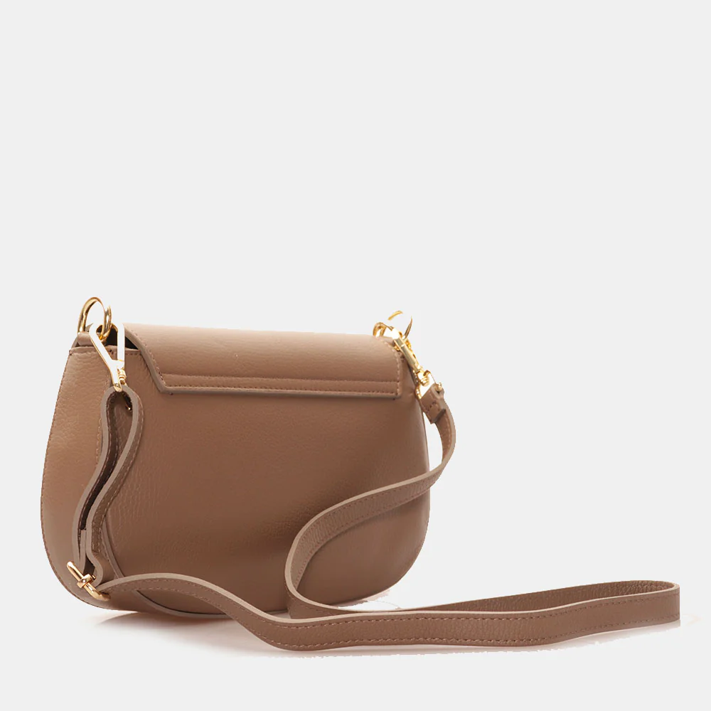 Borsa a Spalla con Tracolla VIAVERDI in Pelle Taupe Made in Italy linea Montalcino - Image 6